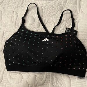 NWT Adidas Light Support Sports Bra - Black with pattern - Medium